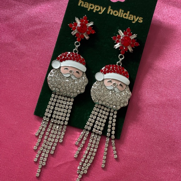 Christmas Santa rhinestone earrings - Picture 1 of 1